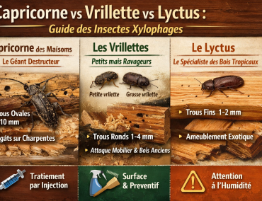 Capricorne vs Vrillette vs Lyctus : Guide des Insectes Xylophages